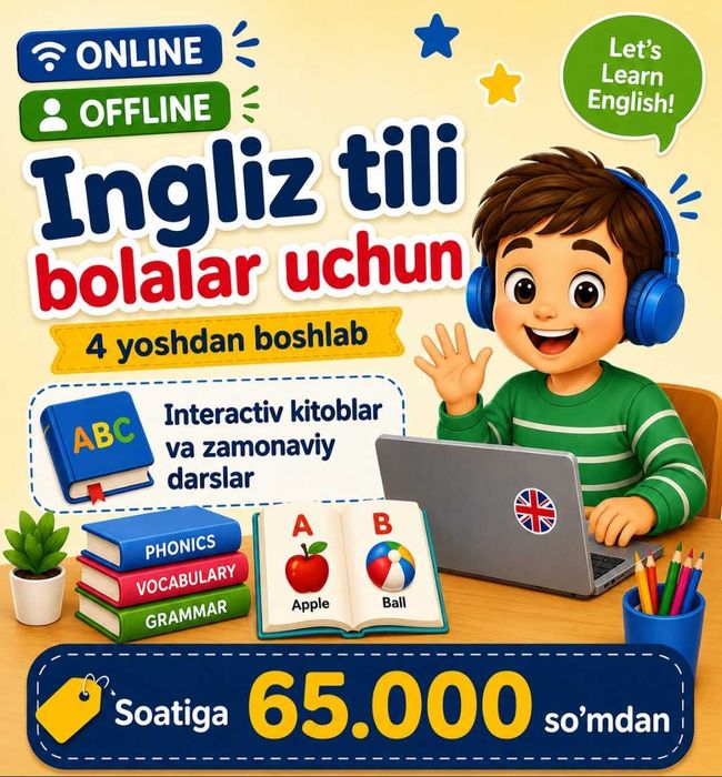 Ingliz tili repetitor online yokida offline