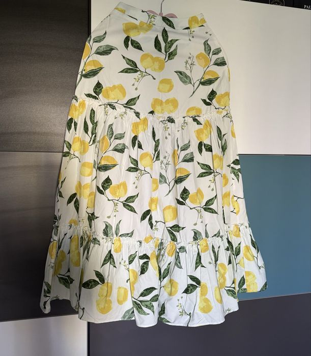 Fusta de vara cu imprimeu cu lamai