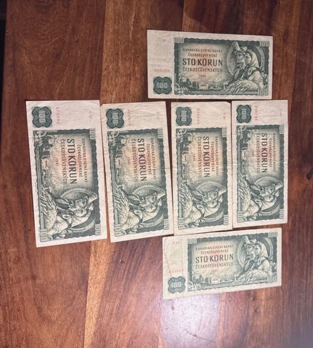 Lot 6 bancnote istorice Cehoslovacia 1961