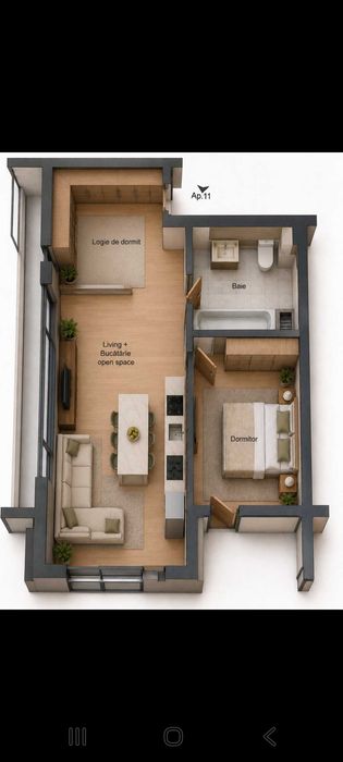 P.F. Vand apartament 2 camere 44mp+ terasa 42mp Soporului 19