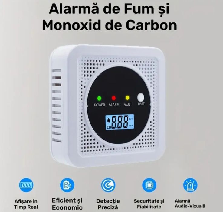 Alarmă de fum și monoxid de carbon