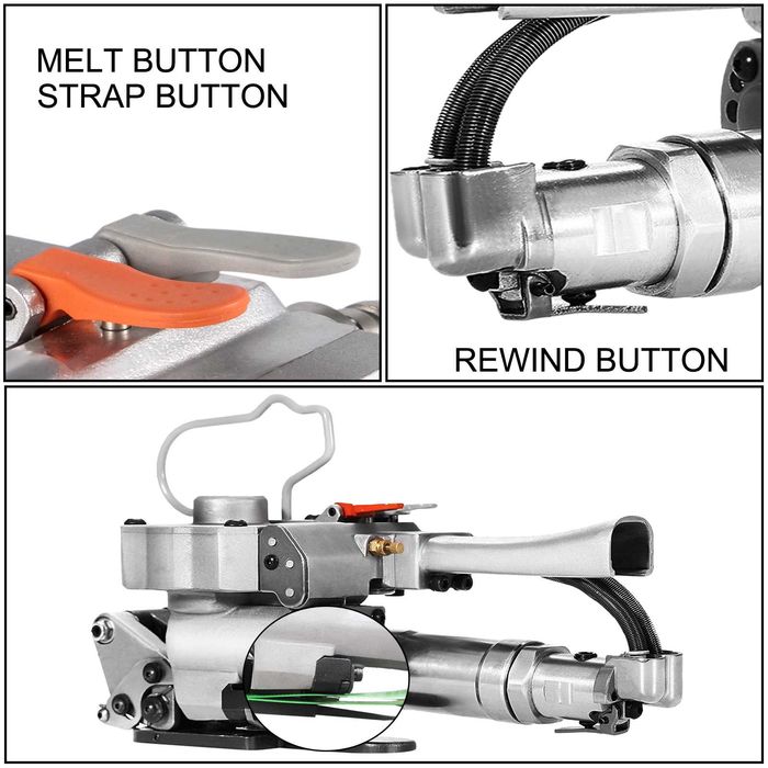 Dispozitiv de legat banda pneumatic, pentru benzi plastic PET si PP