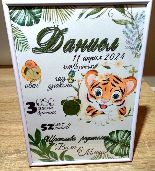 Цветни Бебешки визитки в рамка(различни модели)