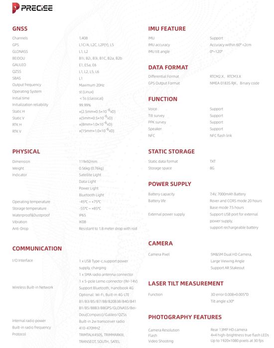 RTK GNSS Precise X7 Laser,2xCamereAr,Meridian,AlphaGeo,South,ComNav
