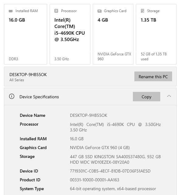 PC gaming i5 4690K / GTX 960 4GB / 16GB RAM / SSD 512GB