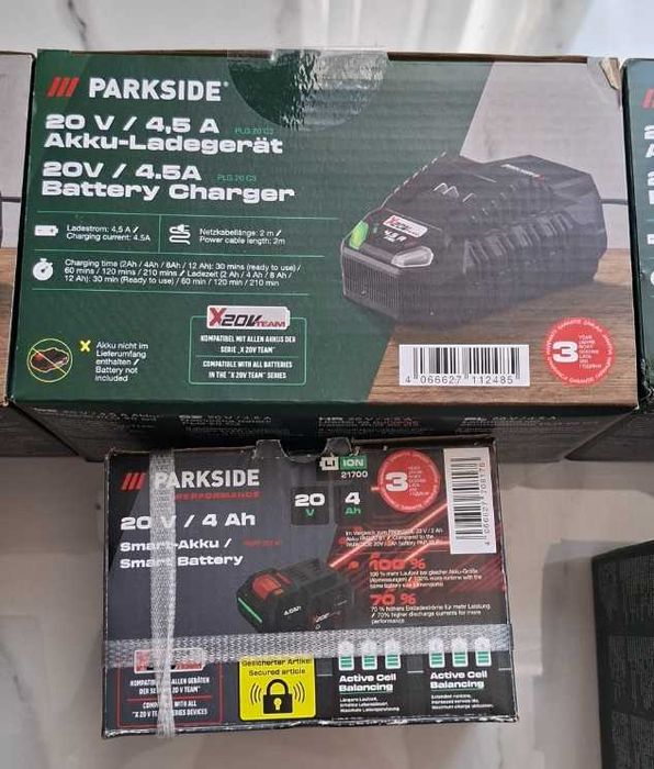 Батерии 20V 2Ah, 4Ah + зарядно PARKSIDE X20V TEAM - Нови
