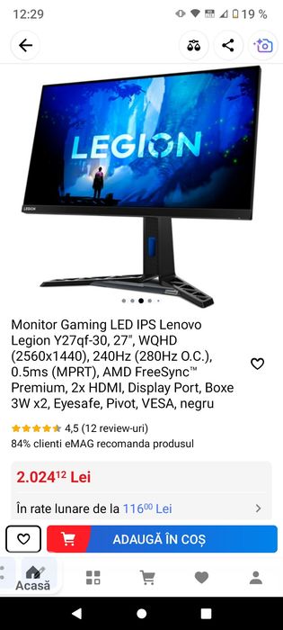 Vând schimb monitor Legion dedicat gaming