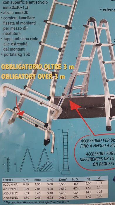 Scara aluminiu profesională STP Italia cu 5 + 5 trepte