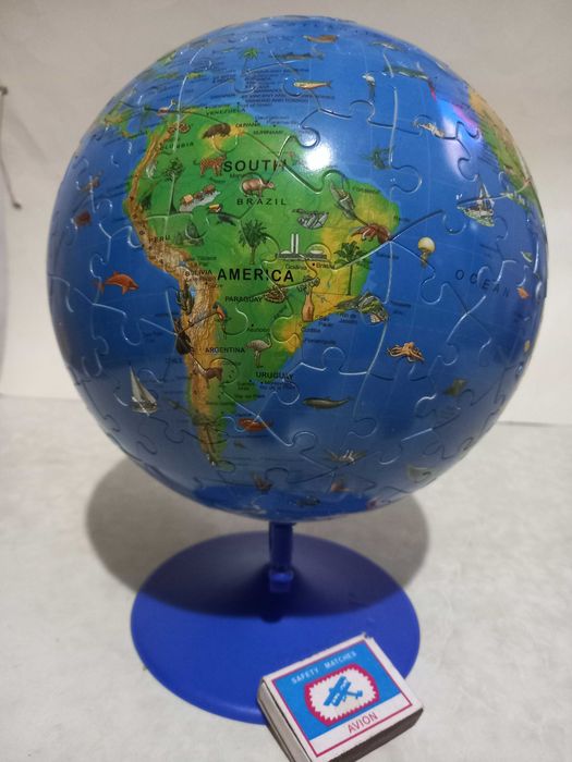 Глобус пазл объемный физический диаметр 22 см.