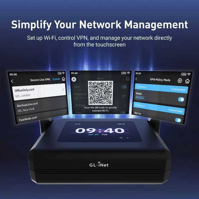 GL-iNet Slate 7 Pro (GL-BE10000) Tri-band Wi-Fi 7 Travel Router/ Мощен ВПН рутер