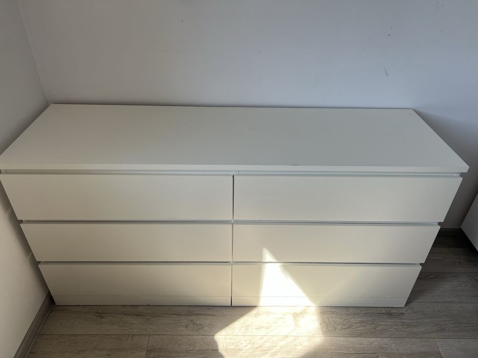 Comodă 6 sertare, alb, 140x50x75 cm
