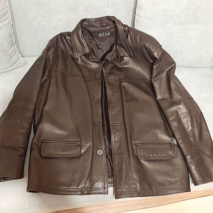 Мъжко черно кожено яке тип сако