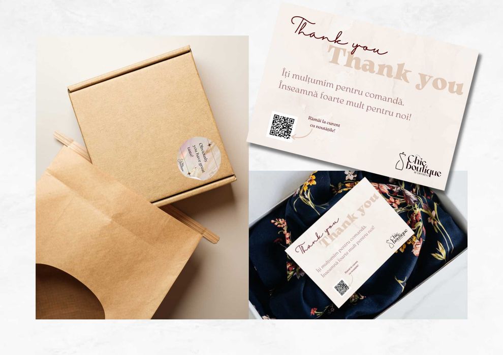 Flyere, cărți de vizită, stickere, thank you cards, postere, etichete