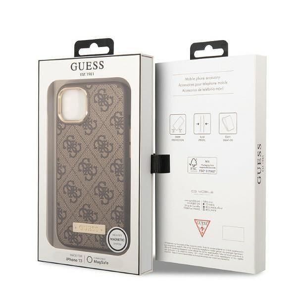 Guess hardcase 4g logo plate magsafe - дизайнерски кожен кейс с magsaf