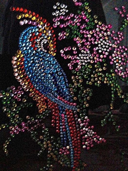 ЧУДО-ПТИЦА из страз ПО стеклу