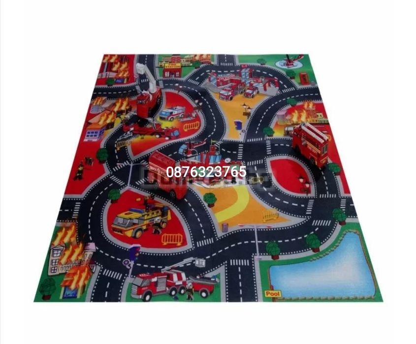 детско килимче килим за игра и пожари коли детски комплект