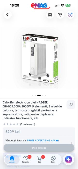 Calorifer electric  cu ulei Haeger