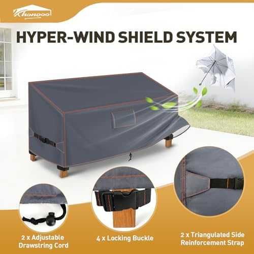 Ново сиво покривало Водоустойчив калъф за градинска пейка 183x75x66/91 см