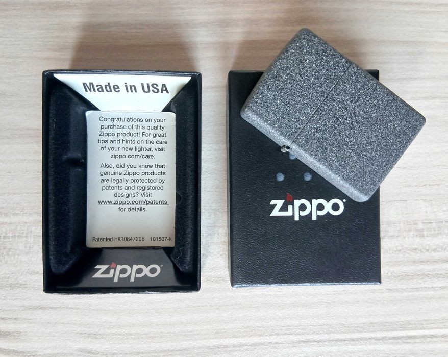 Нова запалка Zippo Iron Stone + подарък гориво