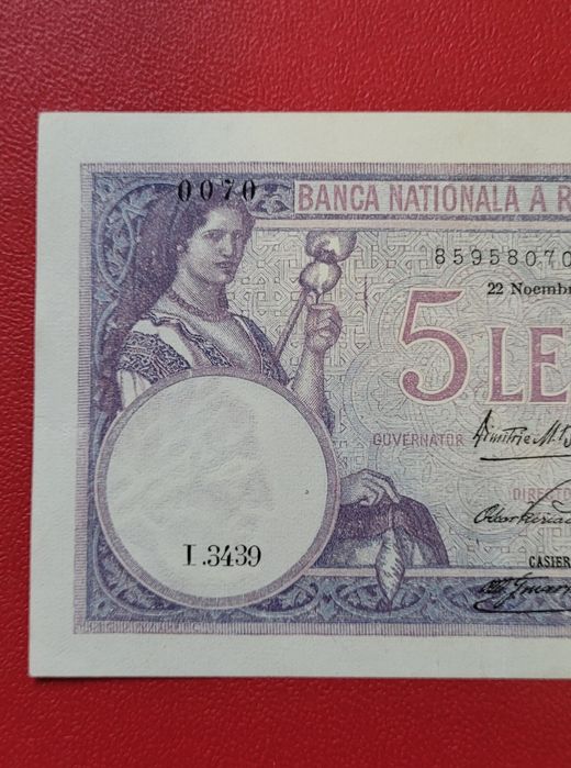 Bancnota 5 lei 1928 bani vechi monede