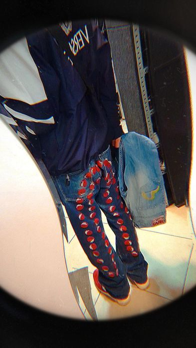 (SOLD)blugi EVISU red dots selvedge (ed hardy bape stussy y2k)