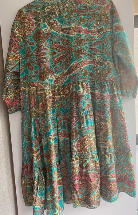 Rochie turcoaz, nou, S/M, pana la genunchi