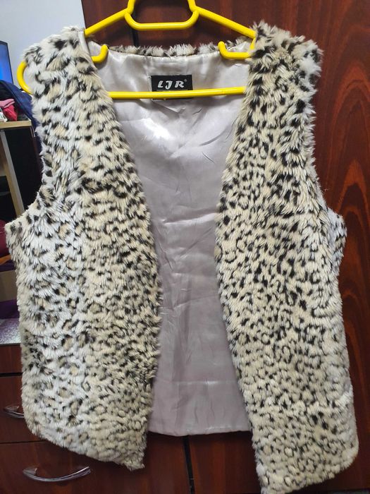 Vesta dama blana animal print, S