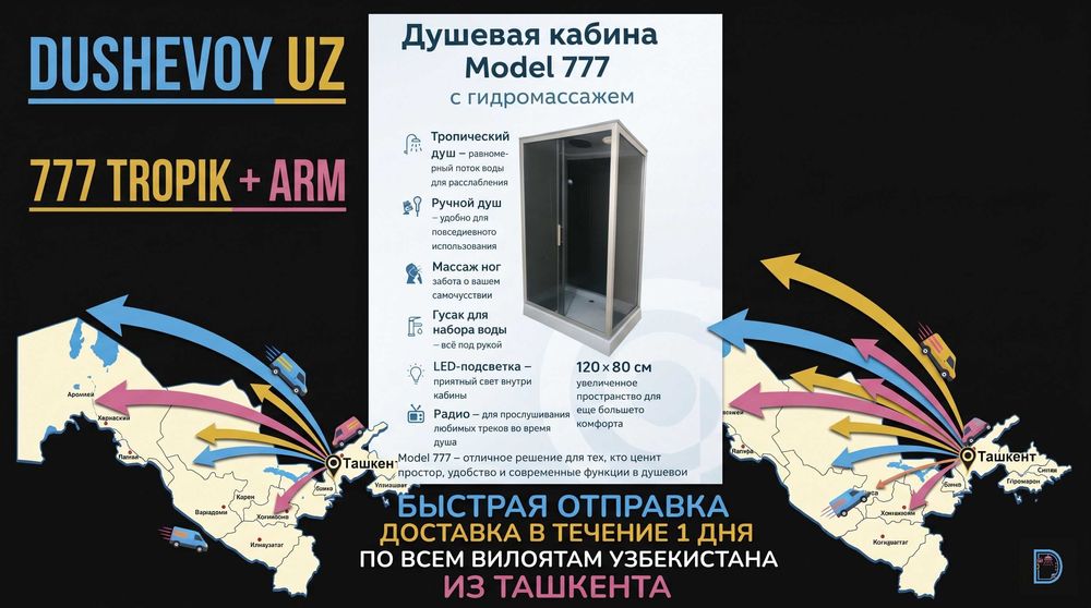 Dush Kabinа Fargona Dushevoy Kabina Душевая Кабина Фергана 777 TROPIK+