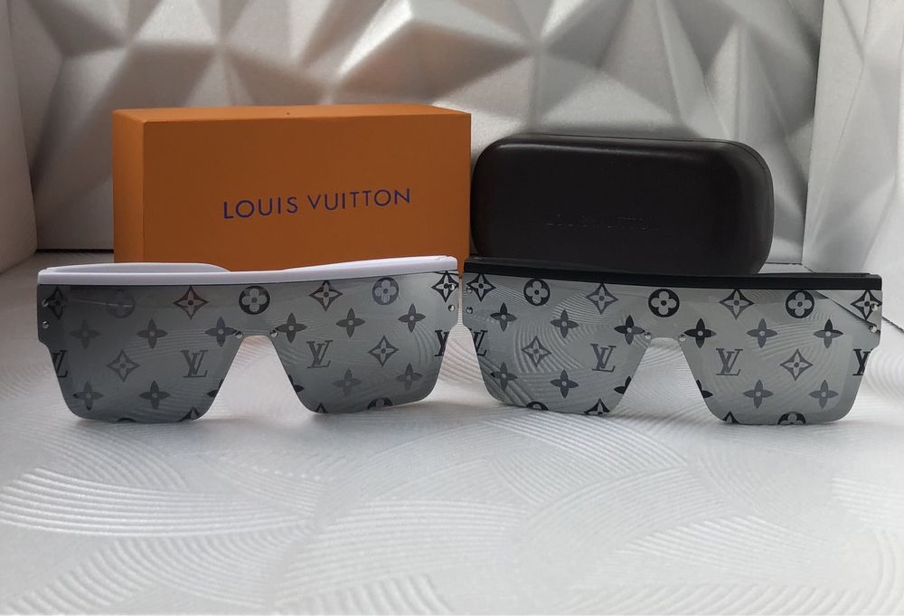 Мъжки слънчеви очила маска брандирани стъкла бели черни