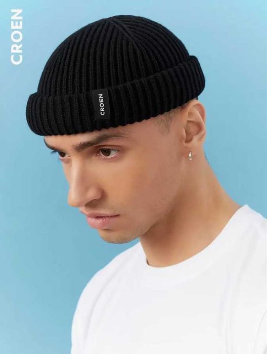 CROEN Palarie scurta tricotata cu rever docker