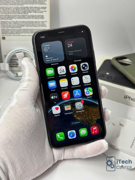 iPhone 11, 64GB, Black, 100% батерия, КАТО НОВ, 1г. ГАРАНЦИЯ!