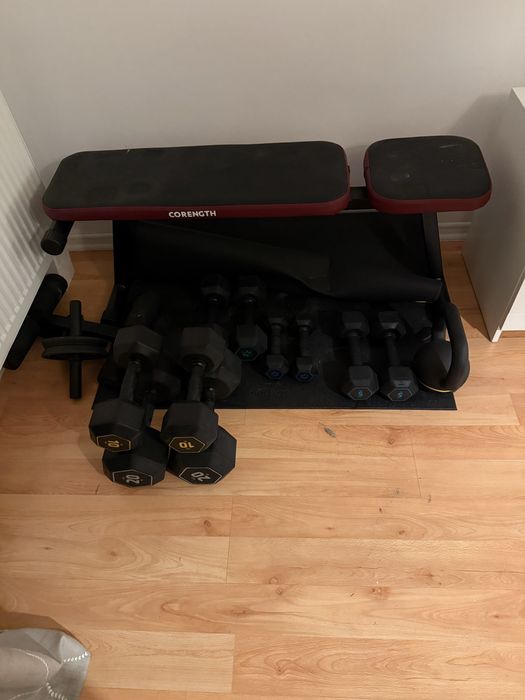 Set greutati si banca pentru acasa, banca, haltere, kettlebell