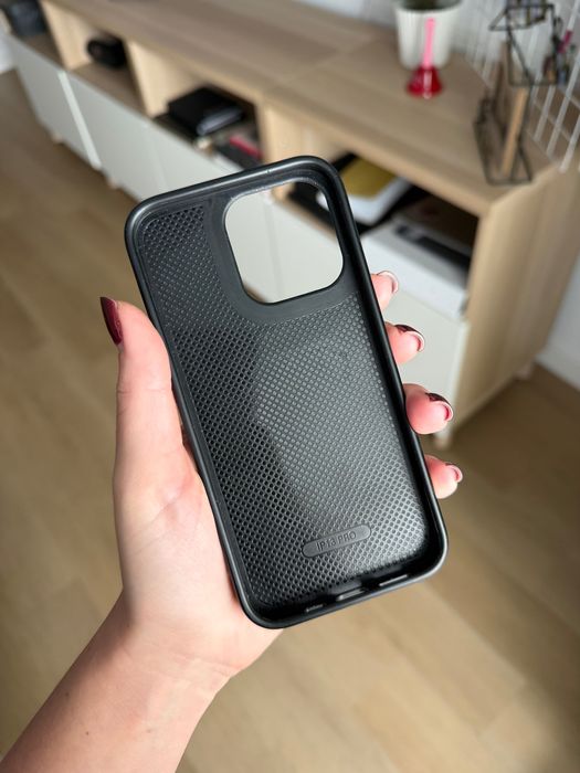 Husă iPhone 13 Pro, neagră, imitație piele