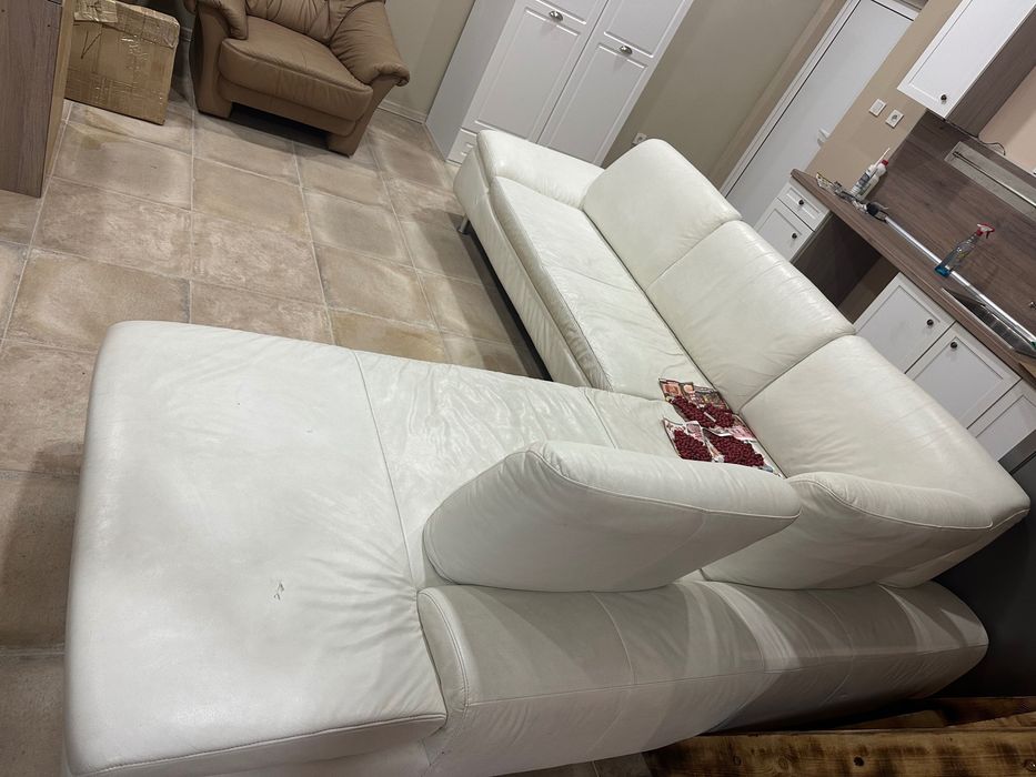 Ъглов диван естествена кожа