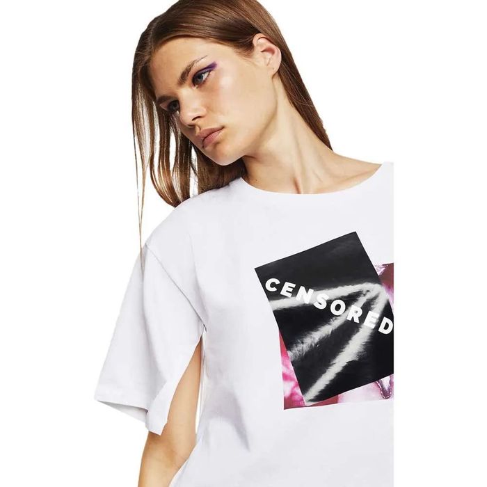 Diesel бяла тениска с интересен дизайн