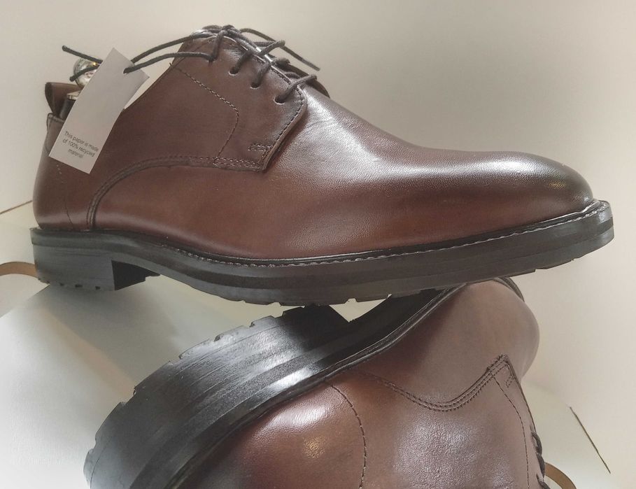 Pantofi derby 40.5 41 plain toe ZIGN London piele naturala burgundy