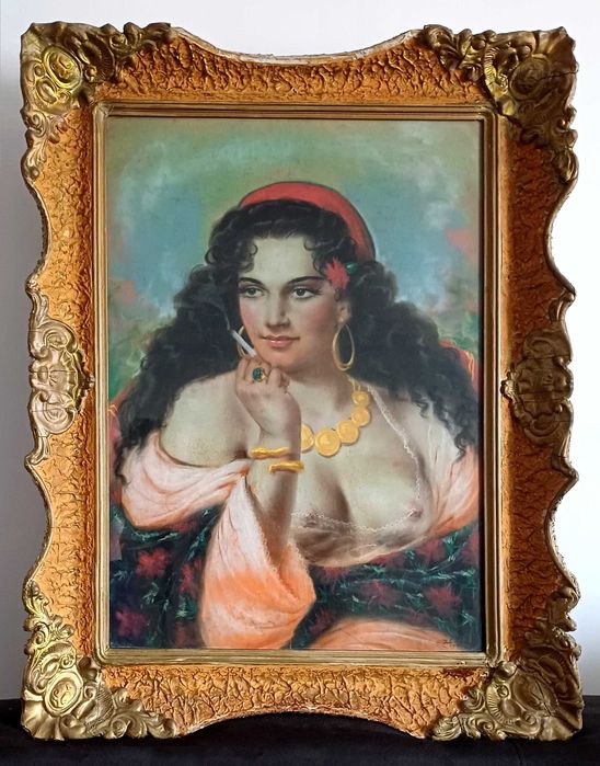 Vand tablou Zogu Zaharescu - Femeie cu ţigară, pastel, 1940