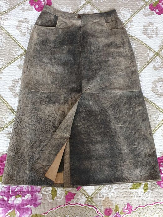 Fusta piele naturala midi