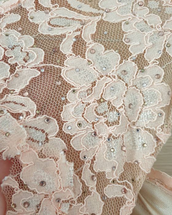 Rochie, roz pal, tulle, dantelă