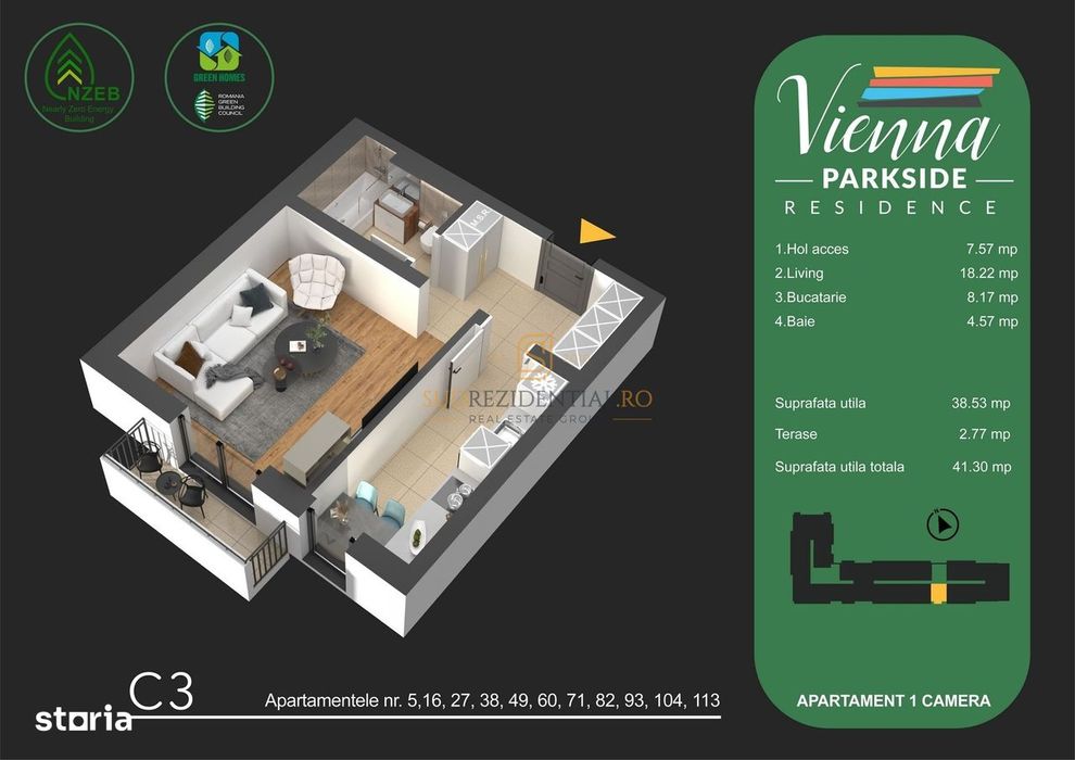 Garsoniera de vanzare in ansamblu precertificat Green, Bd. Metalurgiei