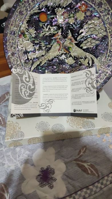 Декоративная тарелка в технике наджон чильги