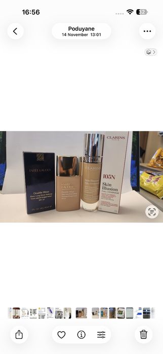 Clarins Skin Illusion и ESTEE LAUDER Double Wear Sheer  Фон дьо тен