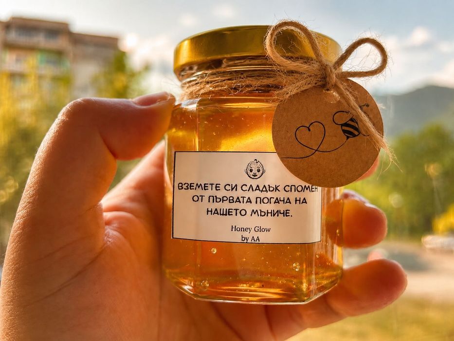 Персонализирани подаръчни кутии с мед, свещ и лавандула – Honey Glow by AA