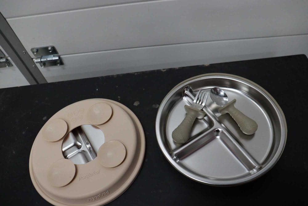 Комплект за хранене от неръждаема стомана PandaEar и лъжицa и вилицa