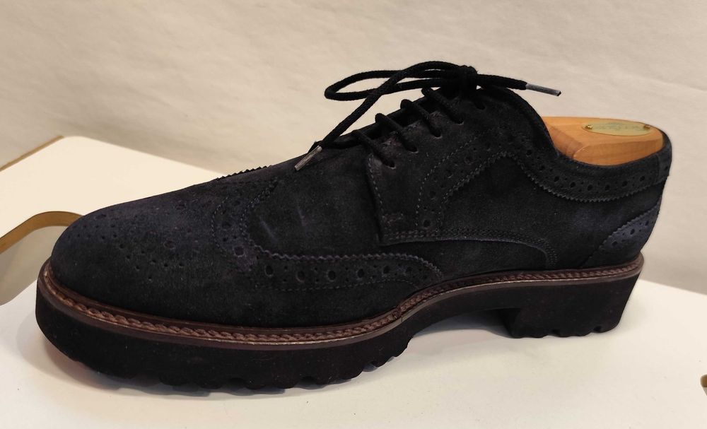 Pantofi derby 40.5 41 brogue GABOR piele naturala moale albastru