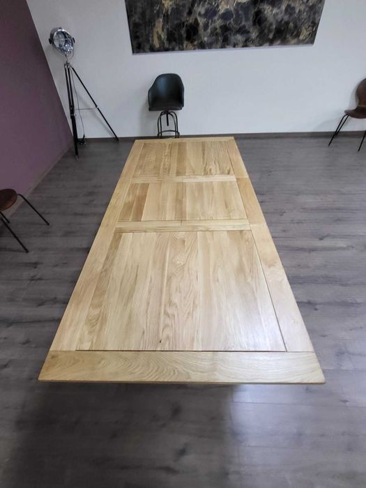 Дървена трапезна разтегателна маса 100 % дъб за 6 - 8 човека