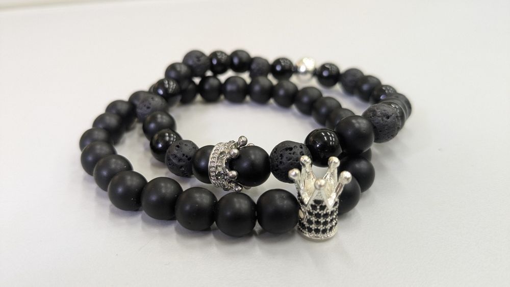 Черные браслеты Crown (Black/Silver)