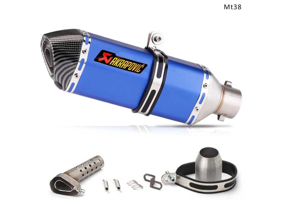 Evacuare AKRAPOVIC, toba sport motocicleta 370 mm, albastru carbon