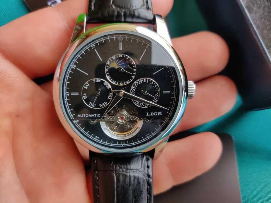 Ceas mecanic automatic Lige Tourbillon  Black