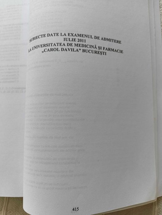 Chimie Organica. Teste admitere UMF 2012